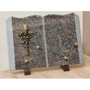 Plaque Livre Granit 18x25cm avec motif bronze