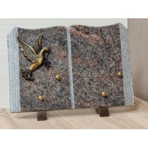 Plaque Livre Granit 18x25cm avec motif bronze