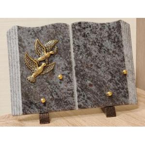 Plaque Livre Granit 18x25cm avec motif bronze